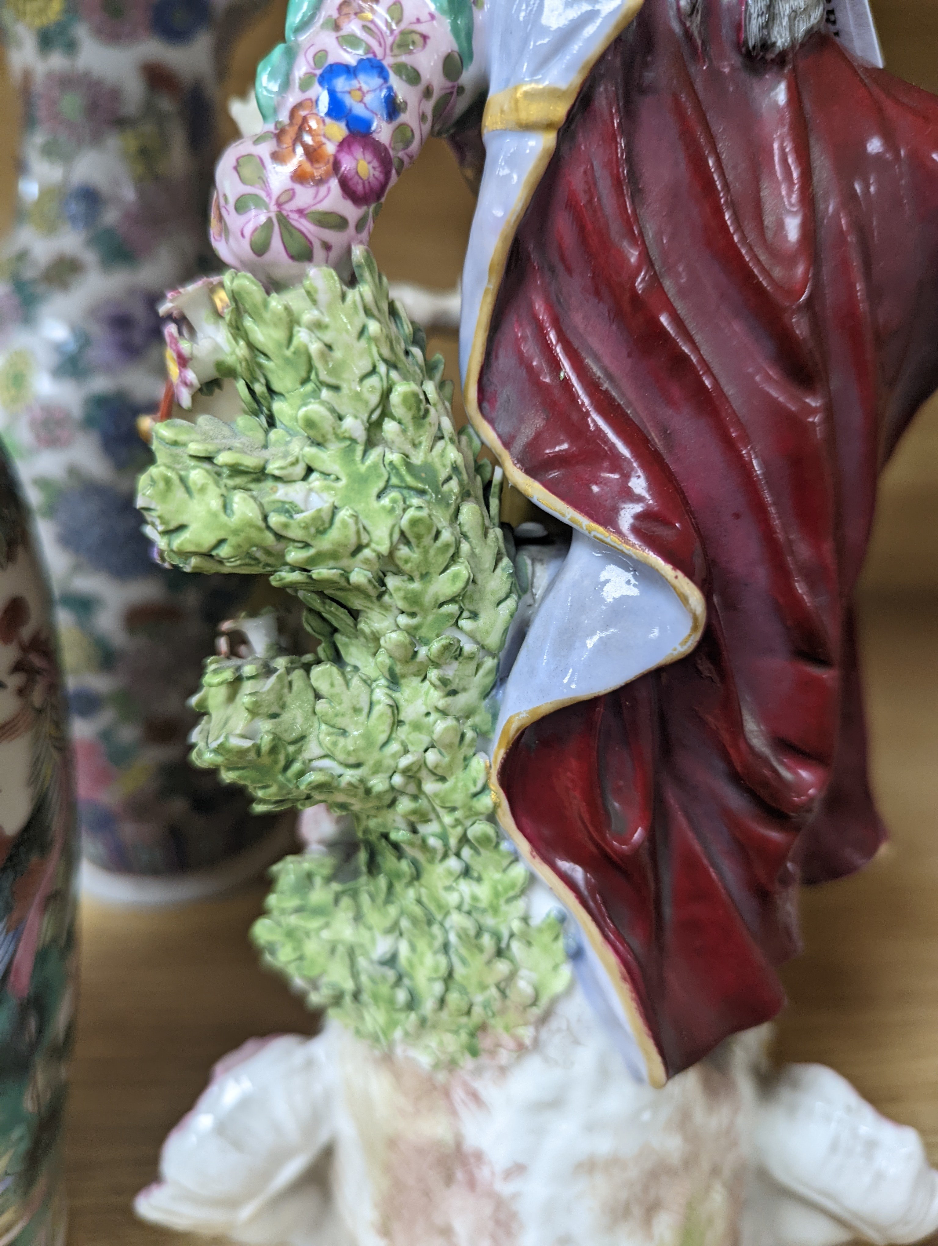 Two Continental porcelain figures, a lady and a gent 27cm